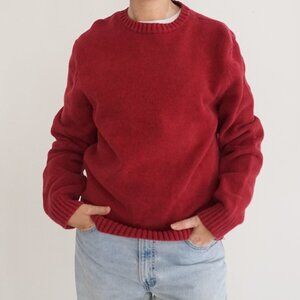 Vintage '90S Saddlebred Maroon 100% Cotton Ribbed Crewneck Sweater M